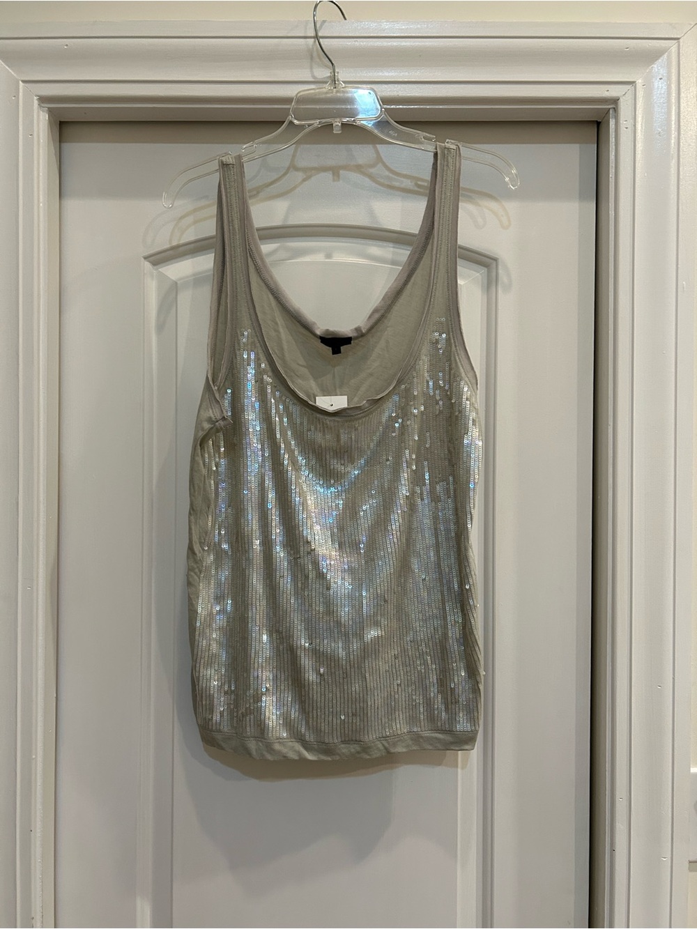 J. Crew Silver Sequin Scoop Neck Tank